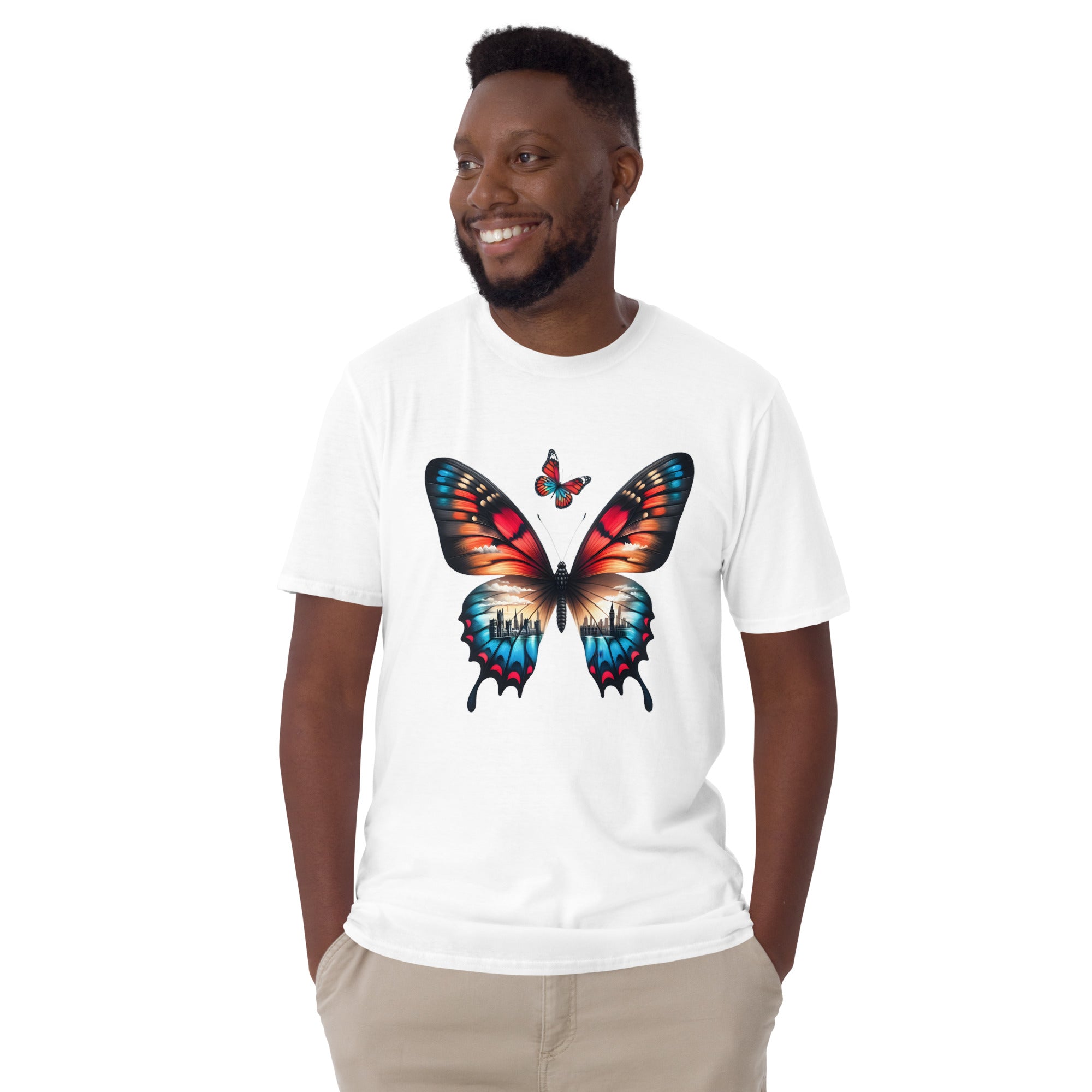 London Butterfly - Cityscape Art Apparel Short-Sleeve Unisex T-Shirt
