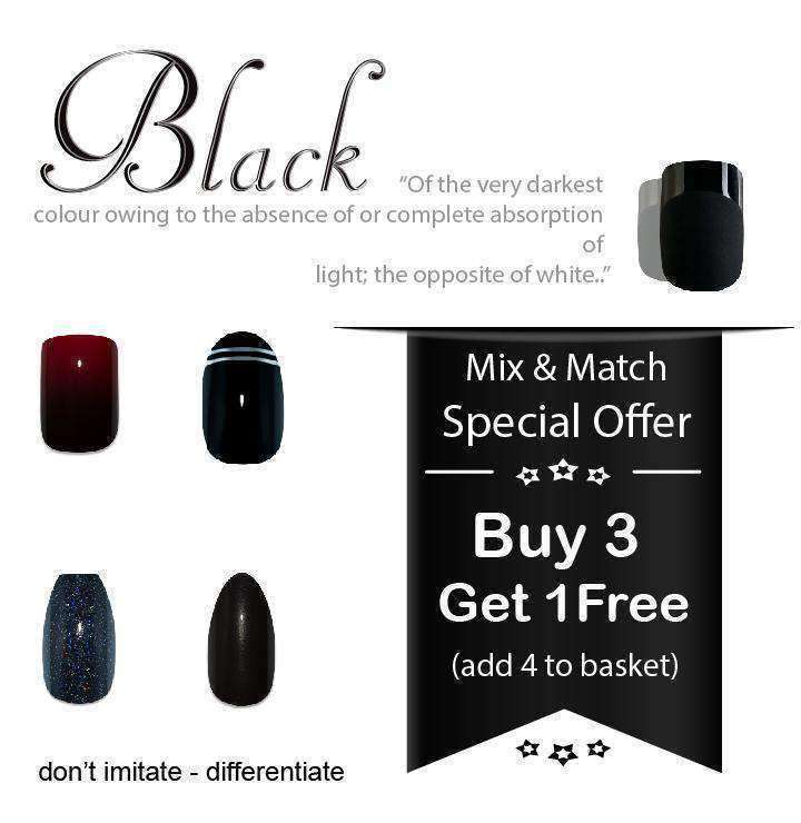 3b- All Black Colour Nails