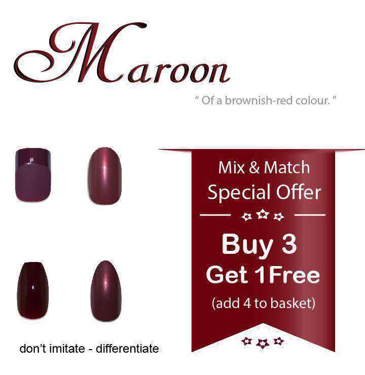 3i- All Maroon Colour Nails