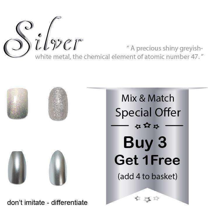 3k- All Silver Colour Nails