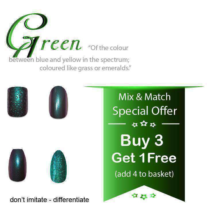 3f- All Green Colour Nails