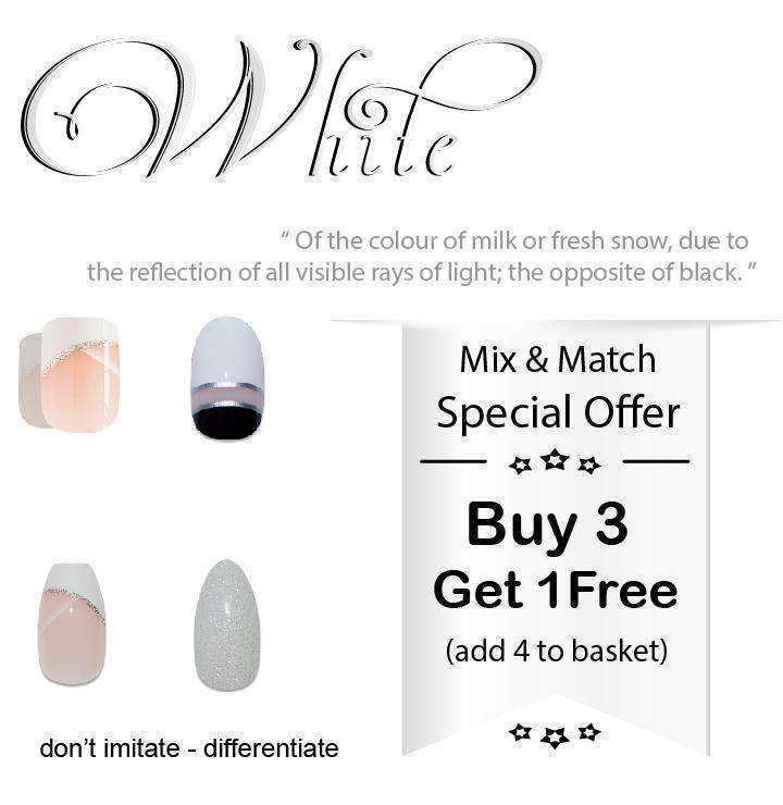 3l- All White Colour Nails