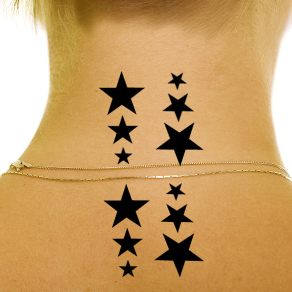 Stars - Bling Art Temporary Tattoos Black Tribal Set of 7 Unisex Tattoos