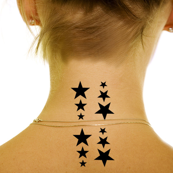 Stars - Bling Art Temporary Tattoos Black Tribal Set of 7 Unisex Tattoos