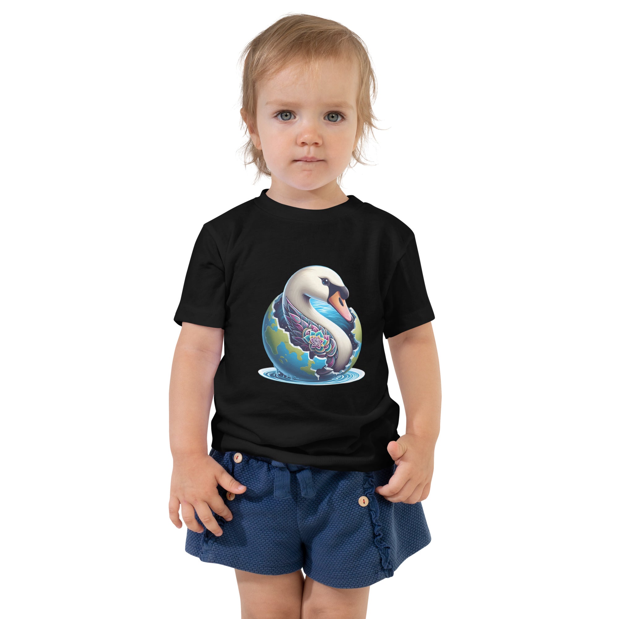 Swan World - Spiritual Animal Art Apparel Toddler Short Sleeve Tee