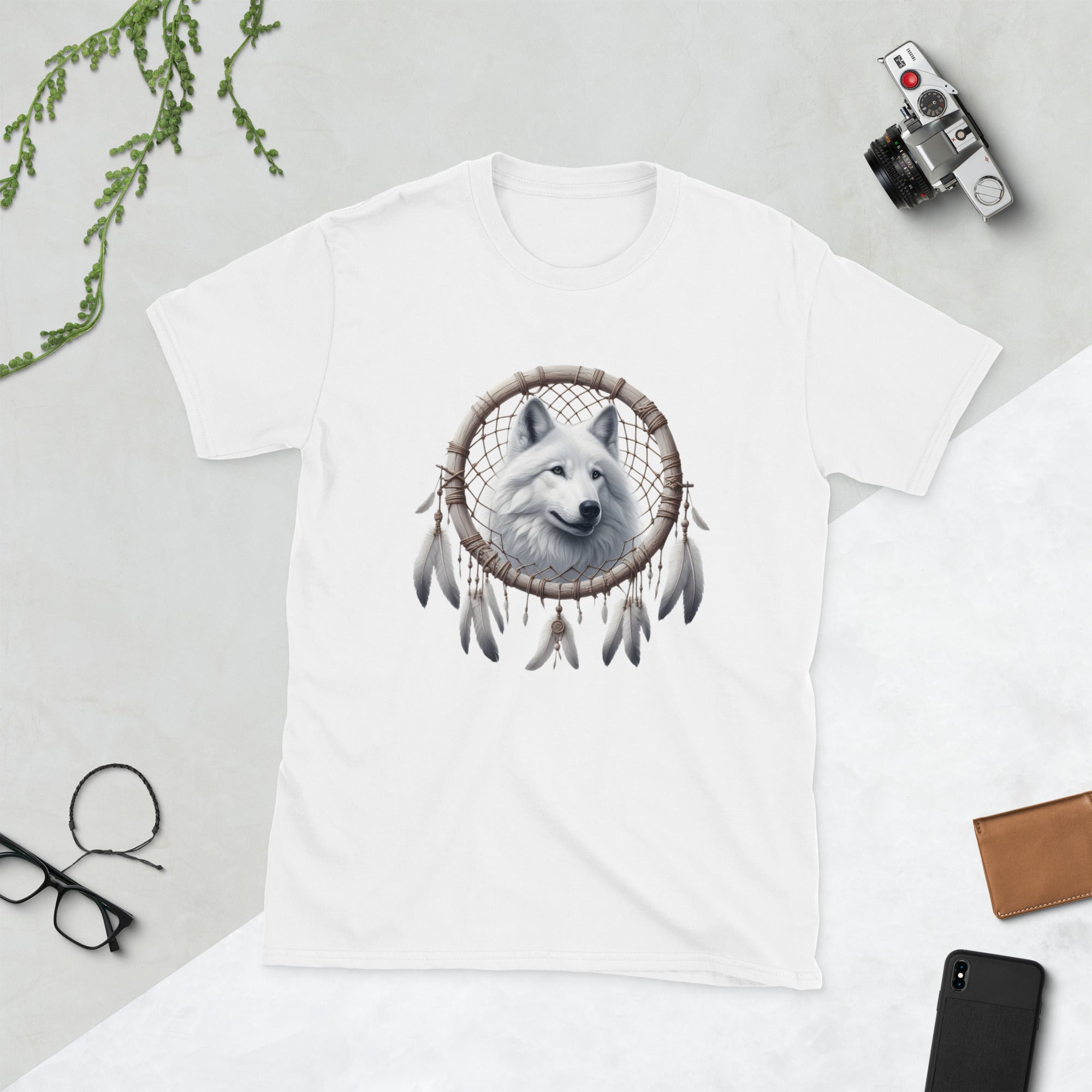 Dreamcatcher Wolf - Animal Art Apparel Short-Sleeve Unisex Mythology T-Shirt