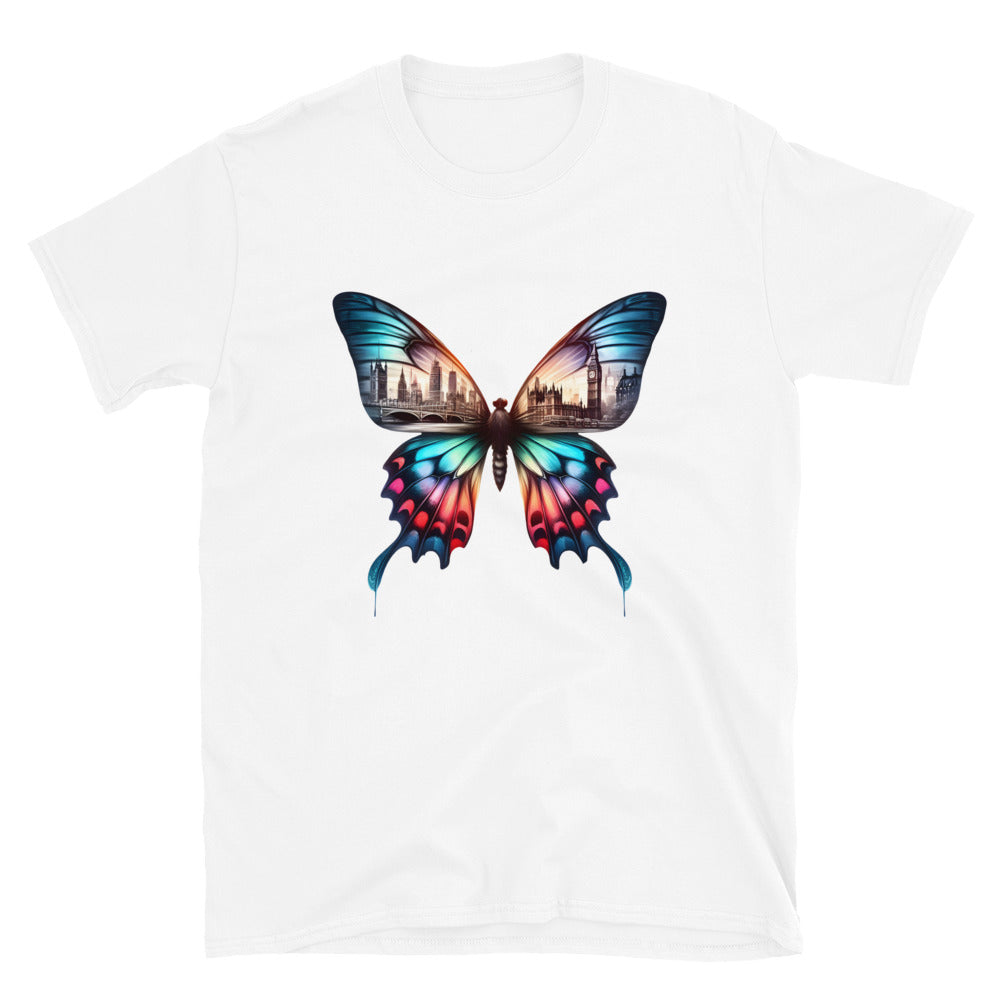 London Butterfly - Cityscape Art Apparel Short-Sleeve Unisex T-Shirt