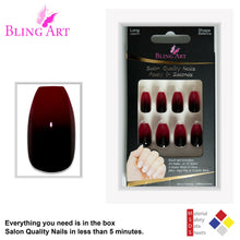 False Nails by Bling Art Red Black Ballerina Coffin Acrylic 24 Fake Long Tips