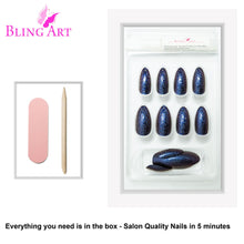 False Nails by Bling Art Blue Purple Water Almond Stiletto Acrylic 24 Fake Tips