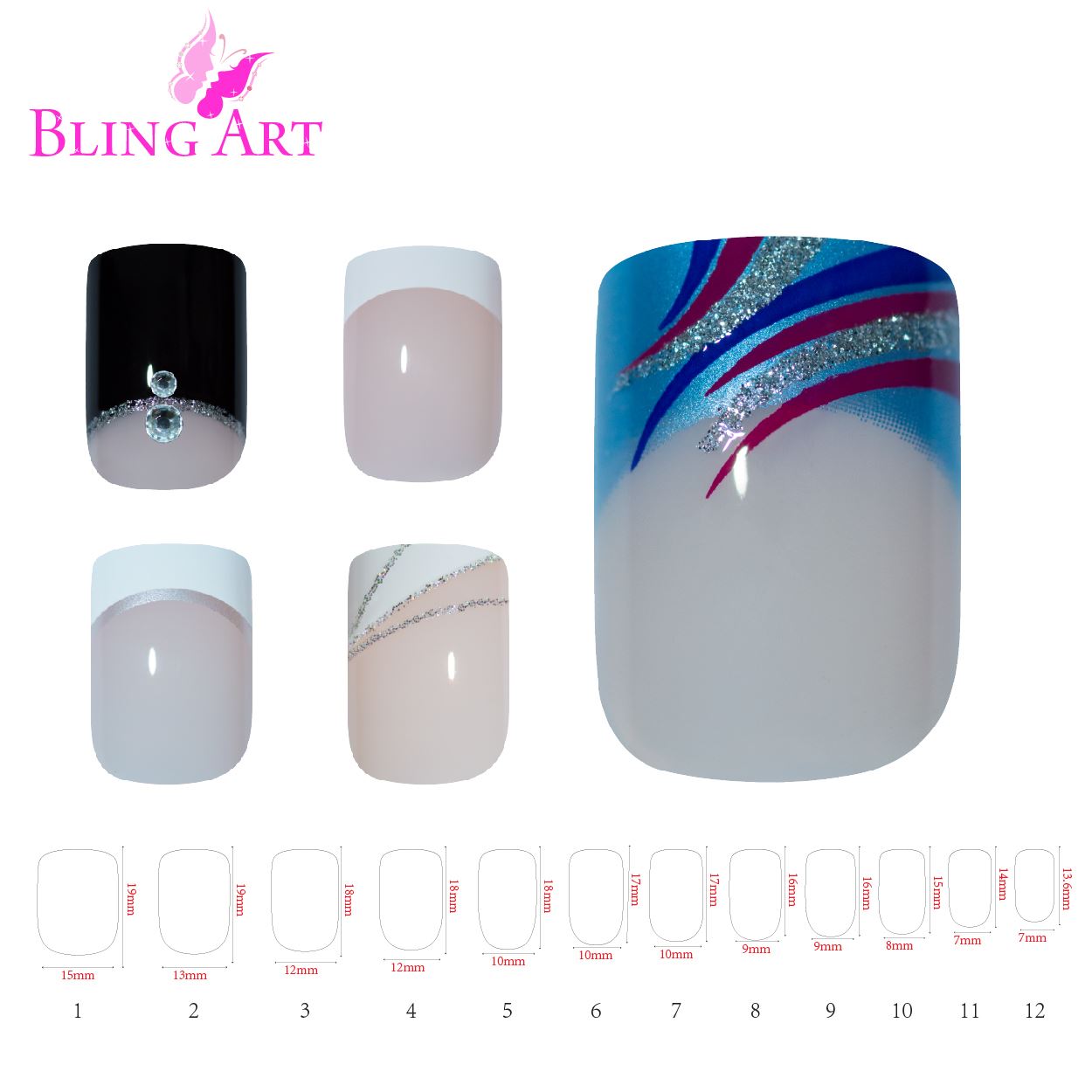 False Nails by Bling Art 360 Squoval Long Transparent Acrylic Fake Nail Tips without glue