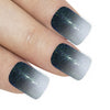 False Nails by Bling Art Black Gel Ombre French Squoval 24 Fake Medium Tips