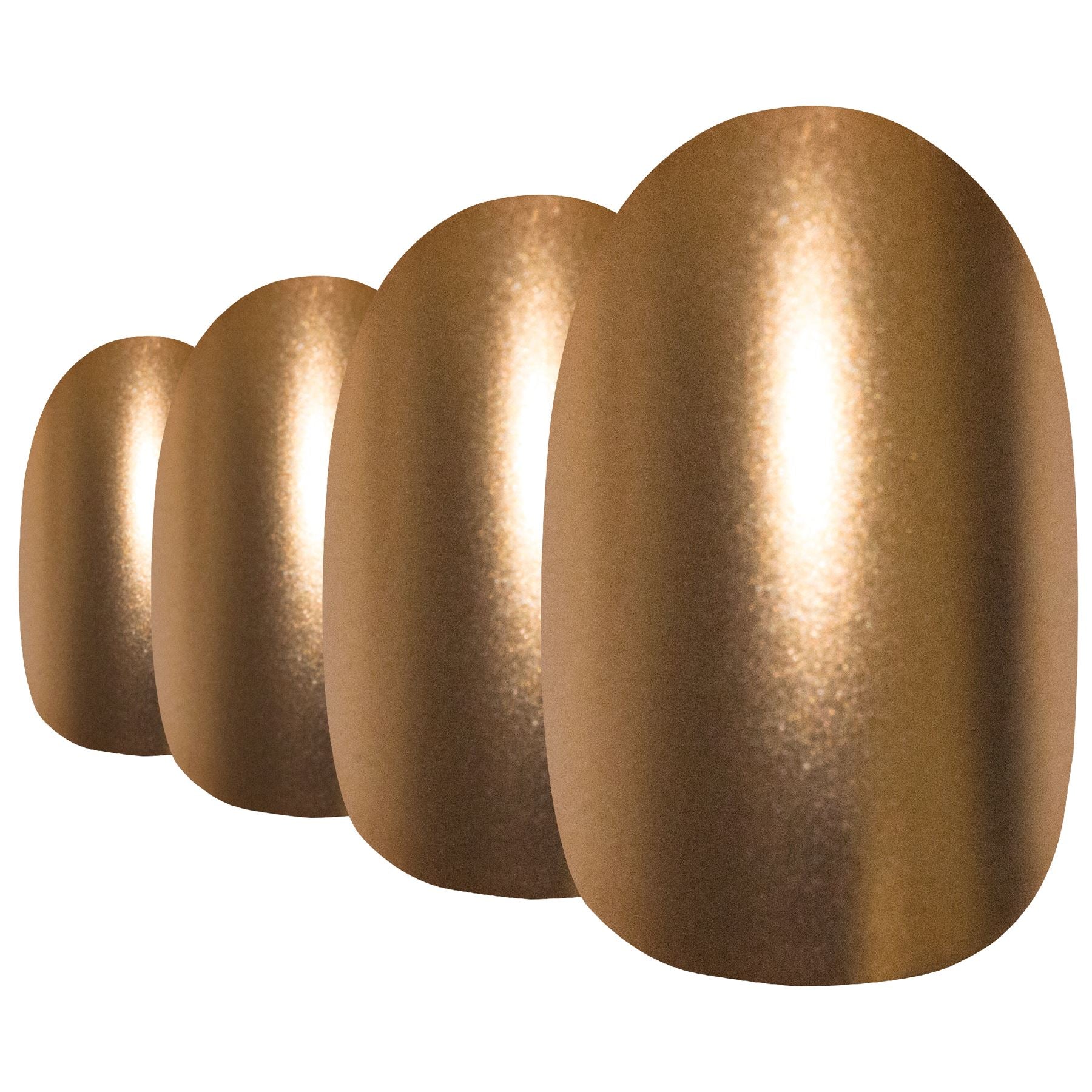 False Nails by Bling Art Gold Matte Metallic Oval Medium Fake Acrylic Tips Glue