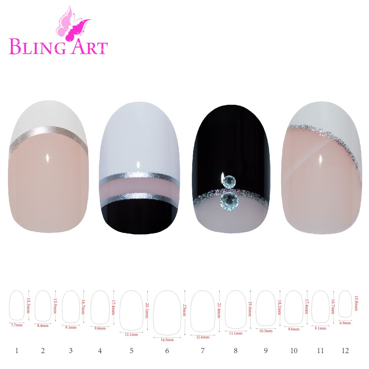 False Nails by Bling Art 360 Oval Medium Transparent Acrylic Fake Nail Tips without glue