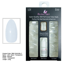 False Nails by Bling Art 360 Stiletto Almond Long Transparent Acrylic Fake Nail Tips with glue