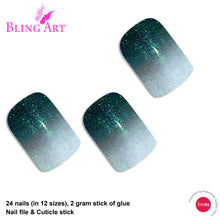 False Nails by Bling Art Black Gel Ombre French Squoval 24 Fake Medium Tips