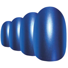 False Nails by Bling Art Blue Matte Metallic Oval Medium Fake Acrylic Tips Glue