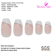 False Nails by Bling Art White Polished Ballerina Coffin Fake French Nail Tips