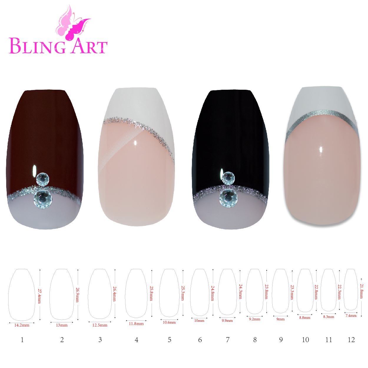 False Nails by Bling Art 360 Coffin Ballerina Long Transparent Acrylic Fake Nail Tips without glue