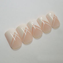 False Nails by Bling Art White Lines French Manicure Fake Medium Tips with Glue