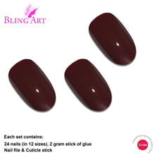 False Nails by Bling Art Red Brown Polished Oval Medium Fake Acrylic Nail Tips