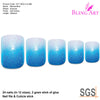 False Nails by Bling Art Blue Gel Ombre French Squoval 24 Fake Medium Tips