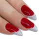 False Nails Bling Art Red Silver Almond Stiletto Long Fake Acrylic Tips and Glue