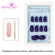 False Nails by Bling Art Purple Gel Ballerina Coffin 24 Fake Long Acrylic Tips