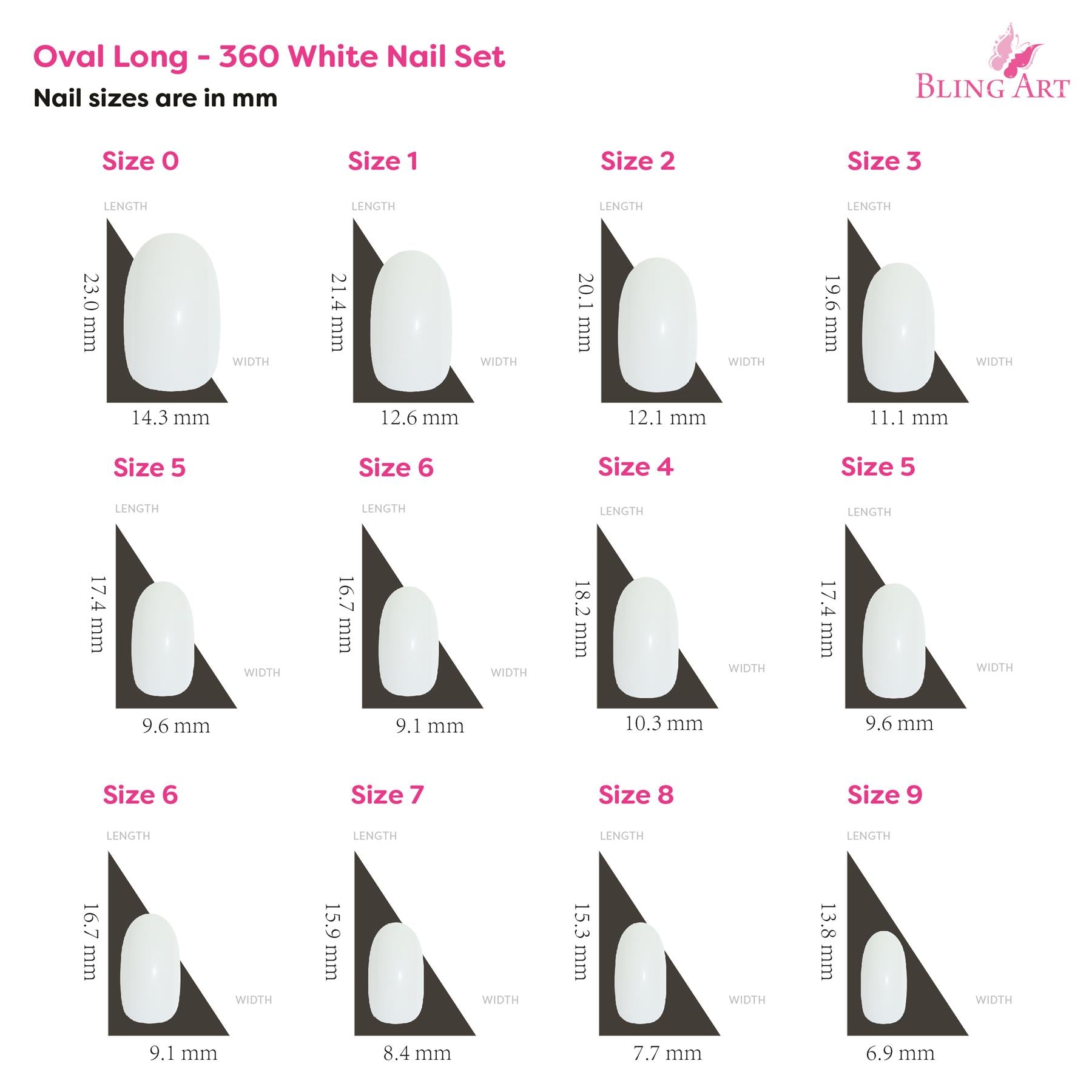 False Nails by Bling Art 360 Oval Medium Natural Acrylic Fake Nail Tips without glue