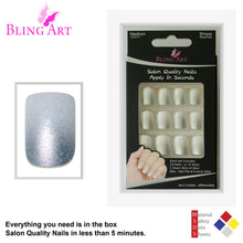False Nails by Bling Art Silver Gel Ombre French Squoval 24 Fake Medium Tips